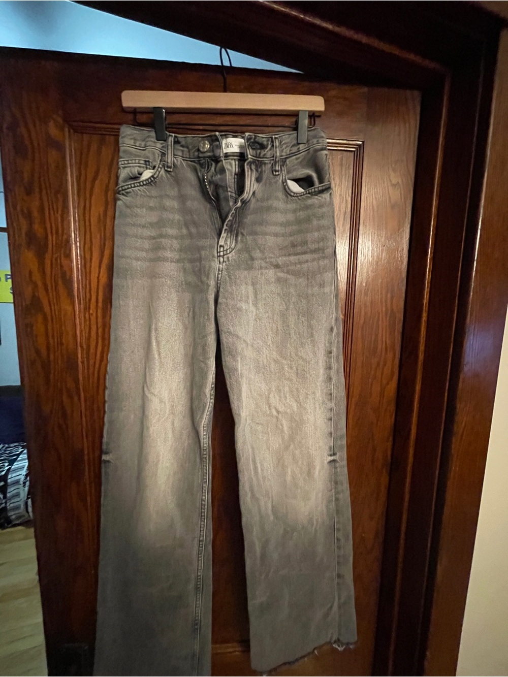 Zara Wide Leg Gray Denim Jeans